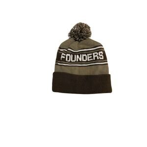 Founders Brewing Co. Beanie Hat Brown Knit Pom New Beer Promo Winter Cap